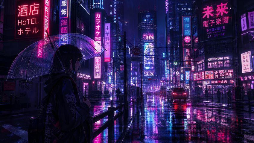 青柠视频-青柠视频·赛博都市夜雨 — 科幻动漫剪辑演示